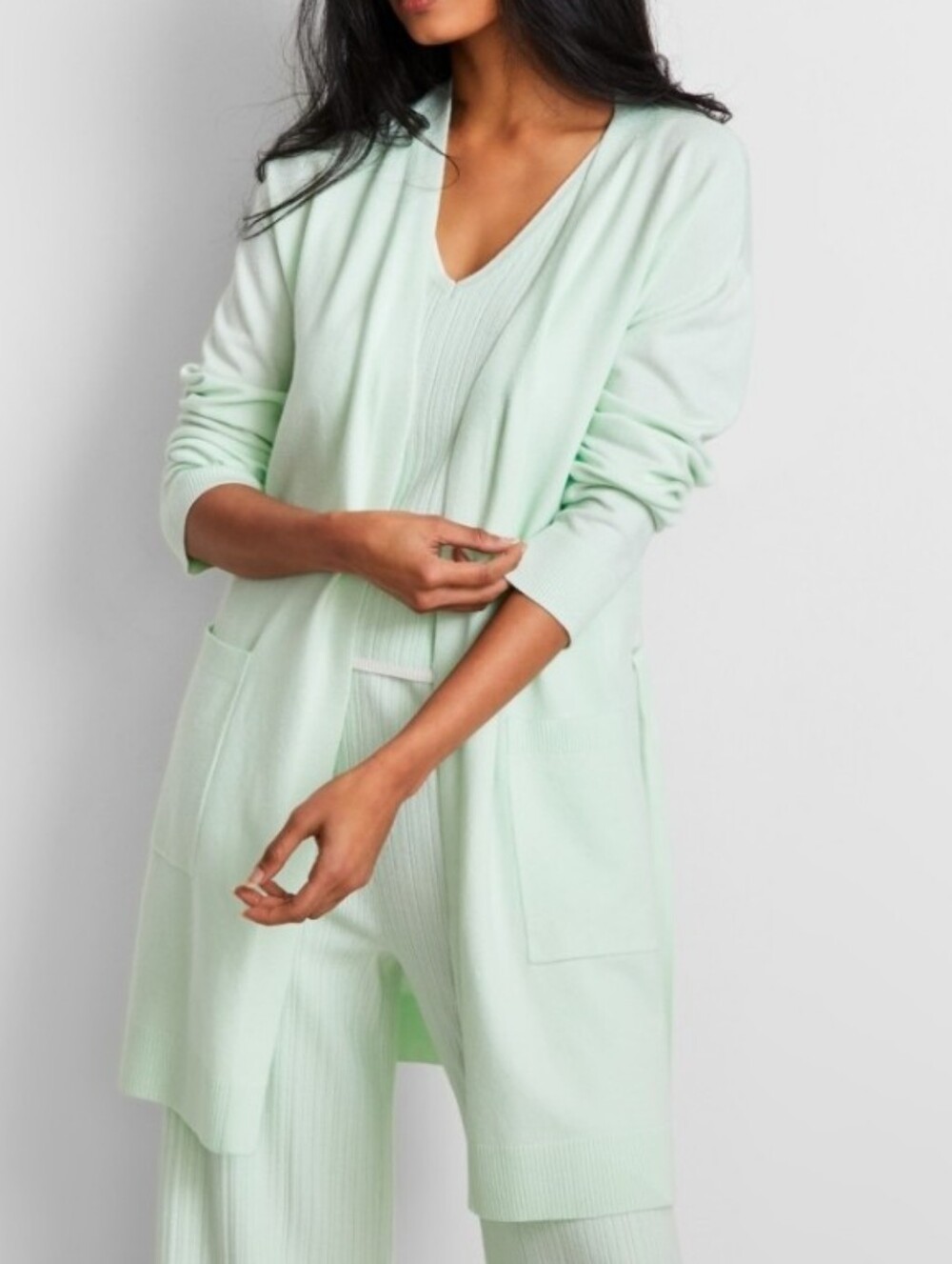 State of Day Women's Sweater Knit Duster Robe - Buttermint